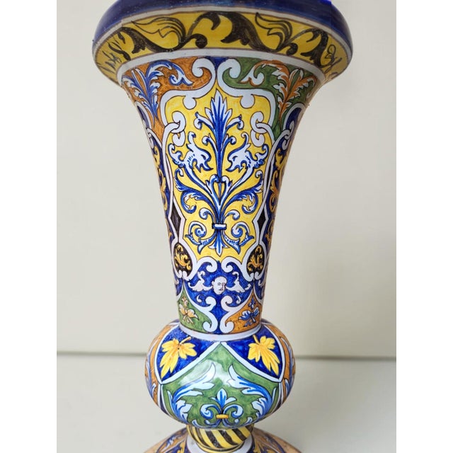 20th Century Funnel-Shaped Earthenware Vase from Nevers, 1890s For Sale - Image 5 of 10