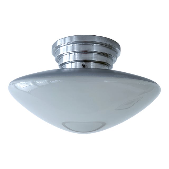 French Art Deco Glass Pendant Light by Mazda, 1930s For Sale