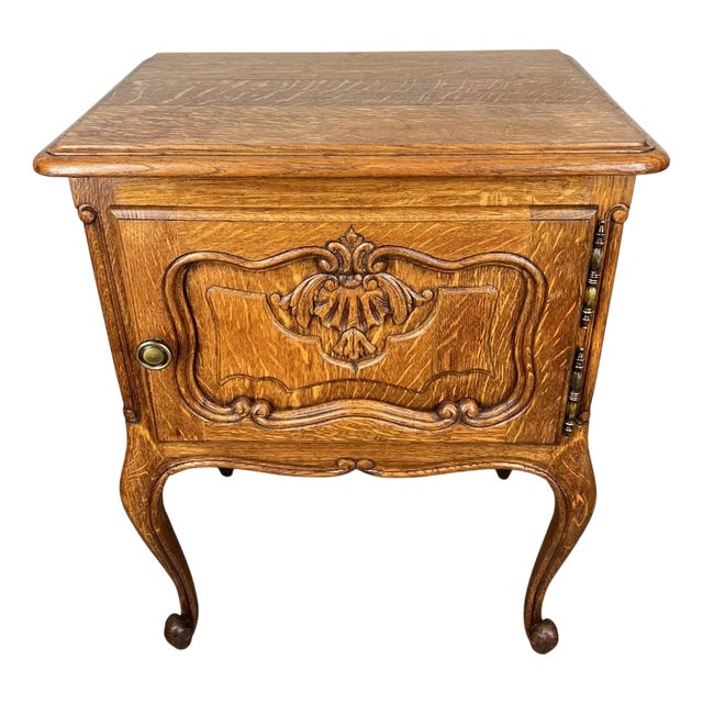 Vintage French Louis XVI Style Oak Nightstand For Sale