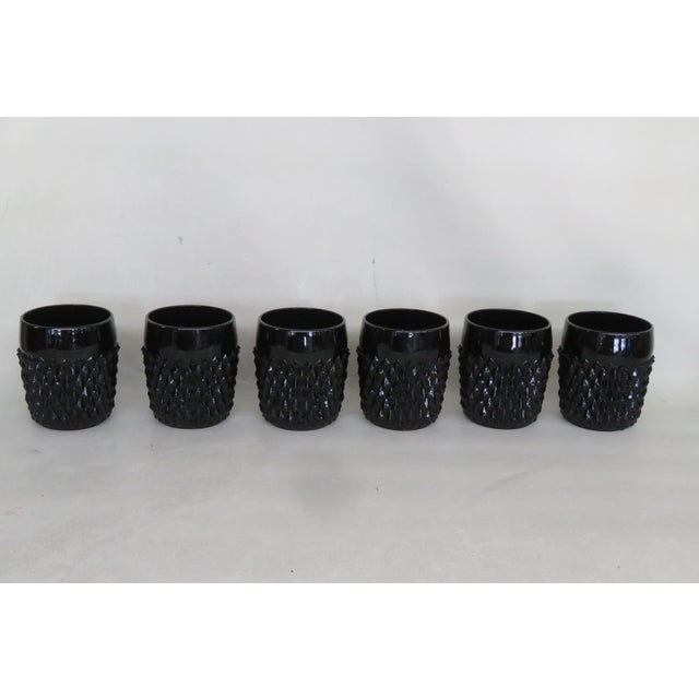 Black Indiana Glass Tiara Cameo Black Diamond Point Ice Bucket and 6 Tumbler Set 4381b For Sale - Image 8 of 10