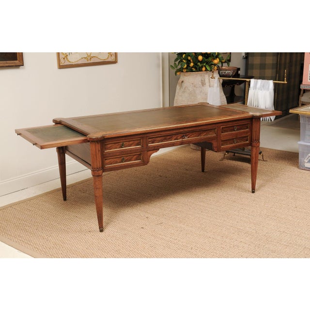 Antique Louis XVI Style French Desk With Brown Leather Top For Sale - Image 12 of 14