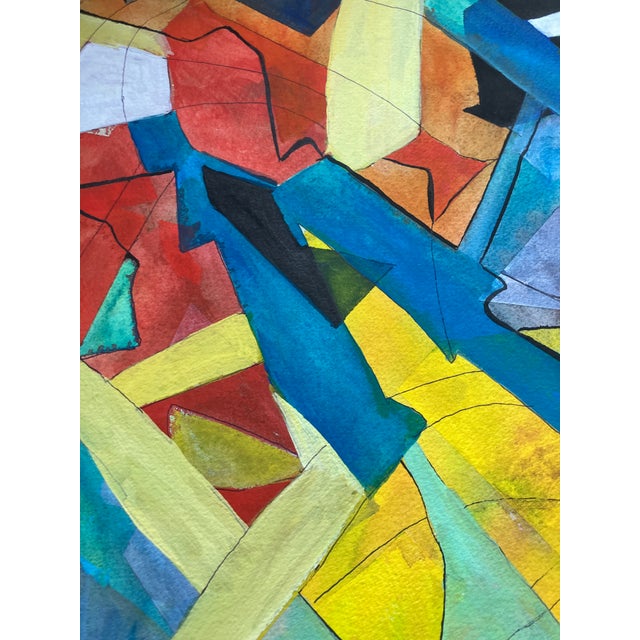 Abstract 1970’s Original Abstract Watercolor Painting Signed For Sale - Image 3 of 5