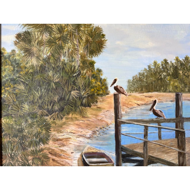 Coastal 1970s Vintage Tropical Florida Landscape Oil Painting by J Kovach For Sale - Image 3 of 12