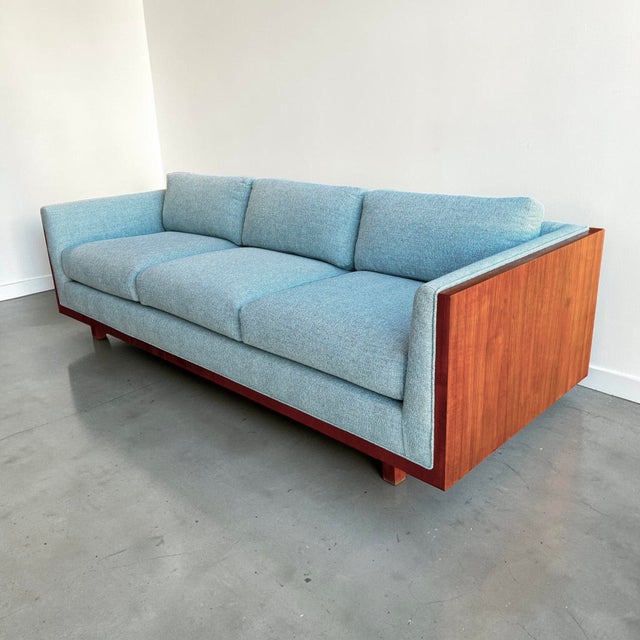 Milo Baughman Teak Case Sofa in the Manner of Milo Baughman For Sale - Image 4 of 8