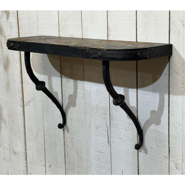 Console Table in Forged Steel and Slate Top, 1950s For Sale - Image 11 of 12
