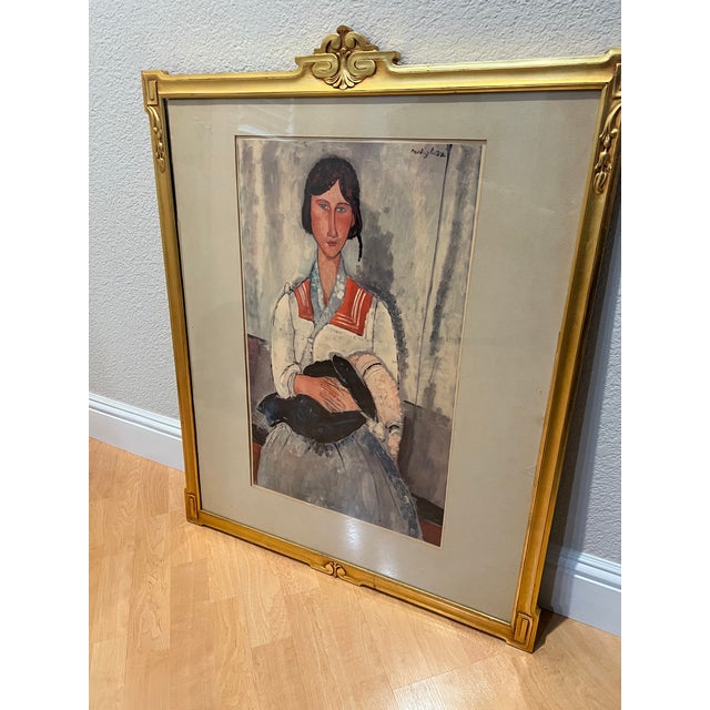 Large Signed French Impressionist Lithograph “Gypsy Woman With Baby” The subject displays a pensive looking woman holding...