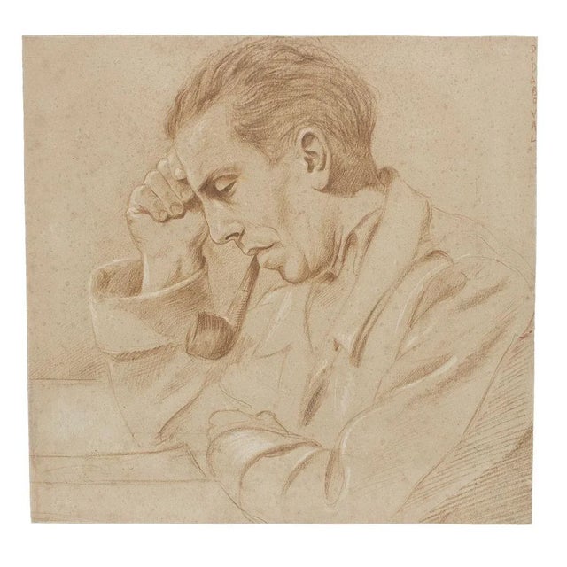 Portrait - Pencil Drawing by Pierre Daboval - Late 20th Century Late 20th Century For Sale - Image 3 of 3