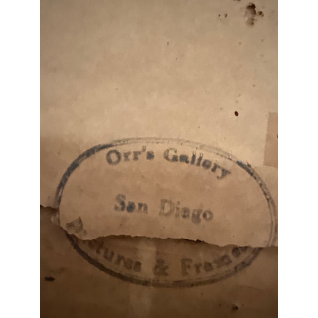 Wood Mid-Century Chilean Landscape Oil Painting, Signed & Dated 1957, Original Frame For Sale - Image 7 of 10