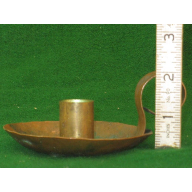 Early 20th Century Pair Arts & Crafts Copper Candle Holders, Hand Hammered For Sale - Image 6 of 9