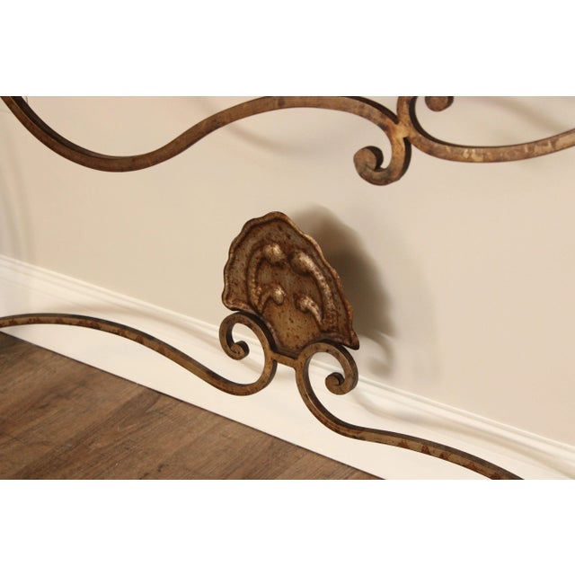 Mid 20th Century Rococo Style Custom Wrought Iron Marble Top Console Table For Sale - Image 9 of 12