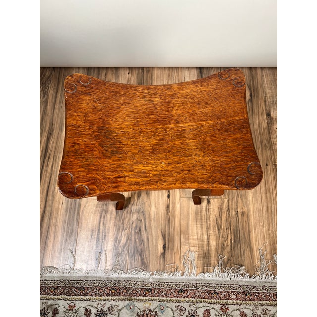 Antique Arts and Crafts Saddle Shaped Footstool C. 1900 For Sale In Boston - Image 6 of 7