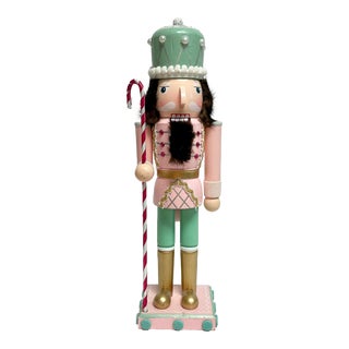 Vintage Mink Fur Christmas Nutcracker From Germany With Palm Beach Mint and Pink Regalia. For Sale