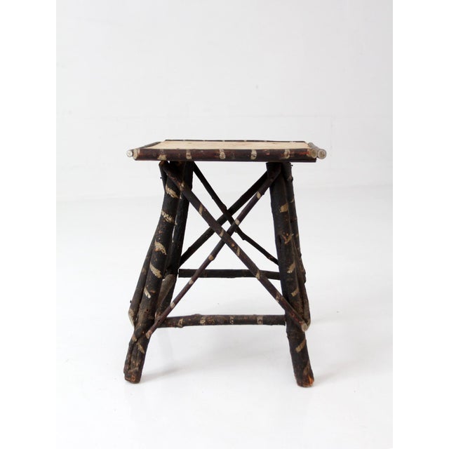 Antique Adirondack Twig Table With Floral Cloth Top For Sale - Image 9 of 13