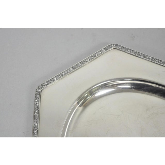 Victorian Antique Victorian Andover Sp Co Silver Plated Octagonal Serving Platter Tray For Sale - Image 3 of 11
