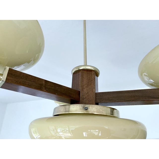 Art Deco Pendant Light in Wood & Glass, 1930s For Sale - Image 14 of 16