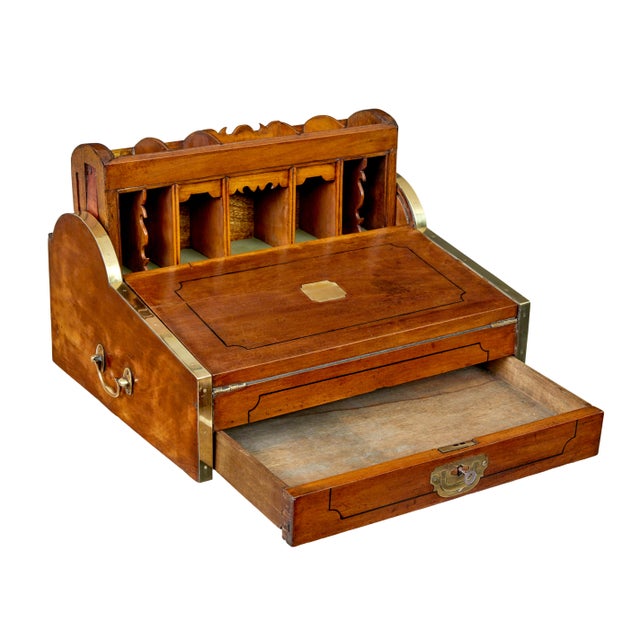 19th century metamorphic camphor writing slope circa 1890. Here we have a fine quality campaign tambour table top desk...