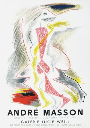 1968 André Masson Lucie Weill Gallery Lithograph Poster