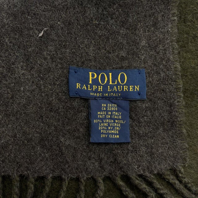 American Late 20th Century Polo Ralph Lauren Grey & Green Wool Blend Scarf For Sale - Image 3 of 9