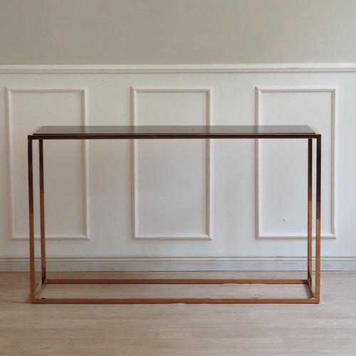 Narrow Console Table with Black Top and Rectangular Metal Frame For Sale - Image 5 of 12