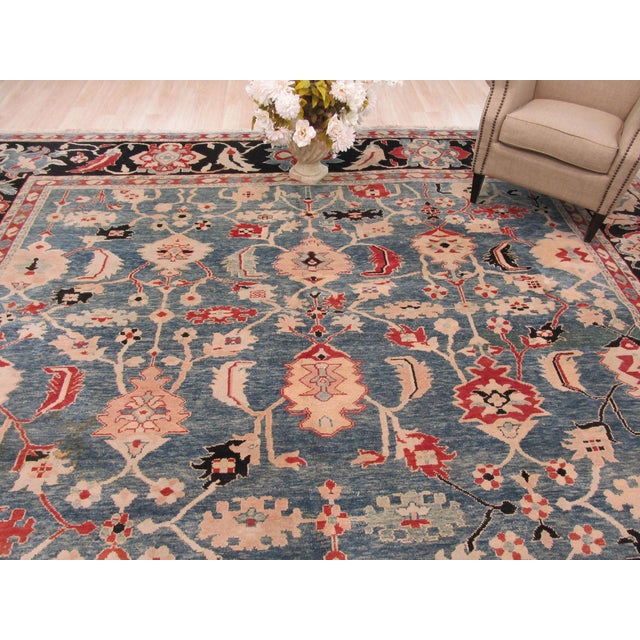 Contemporary Refined Chic Green Hand-Knotted Wool Rug Carpet With Allover Lattice Design For Sale - Image 3 of 4