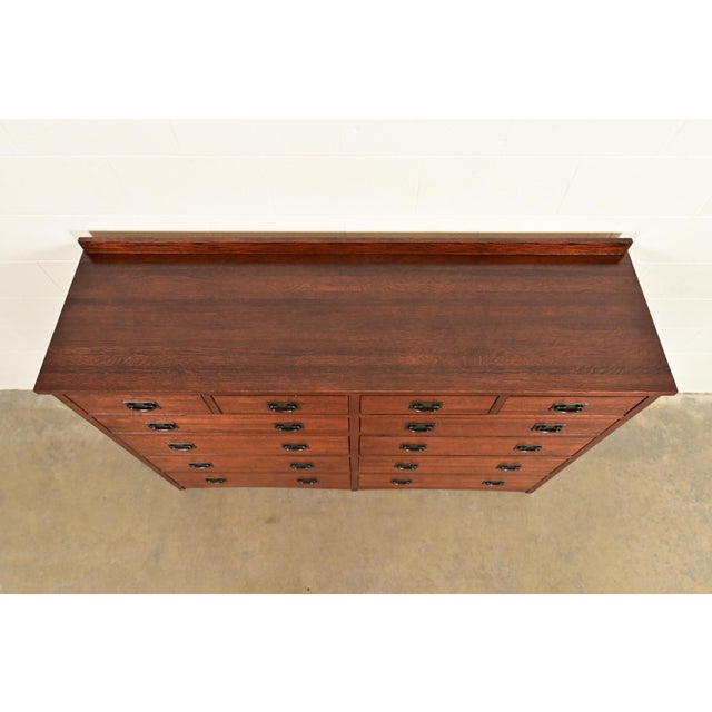 Stickley Style Mission Oak Arts & Crafts Twelve-Drawer Dresser or Chest of Drawers For Sale - Image 12 of 15