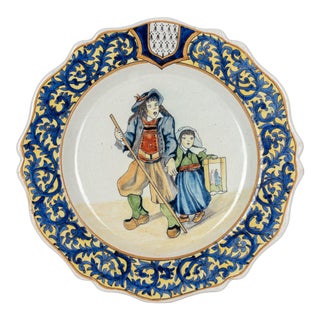 19th Century French Malicorne Faience Plate For Sale