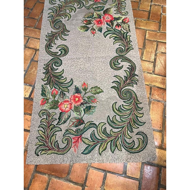 1950s 1950s Signed Hand-Hooked Folk Art Wall Hanging Colorful Floral Design, Usa For Sale - Image 5 of 18