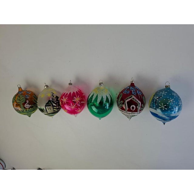 Vintage Czechoslovakian Glass Christmas Diorama Ornaments, 1960, Set of 6 For Sale - Image 6 of 18