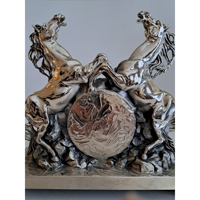 Silver Late 20th Century Ottaviani Sterling Silver Stallion Clock For Sale - Image 8 of 12