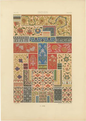 Racinet, Indian Floral Decorative Patterns, 1869, Lithograph