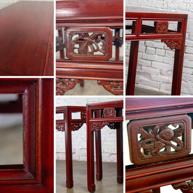 Early 19th to 20th Century Chinese Hongmu Pair of Alter or Console Tables or Center Table For Sale - Image 15 of 18