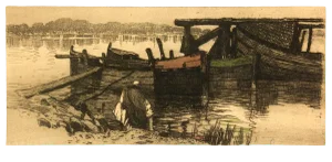 Fritz Lach, Moored Boats, 1915