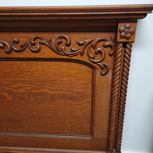 Antique American Renaissance Revival Tiger Oak Double Full Bed, C. 1900 For Sale - Image 12 of 14