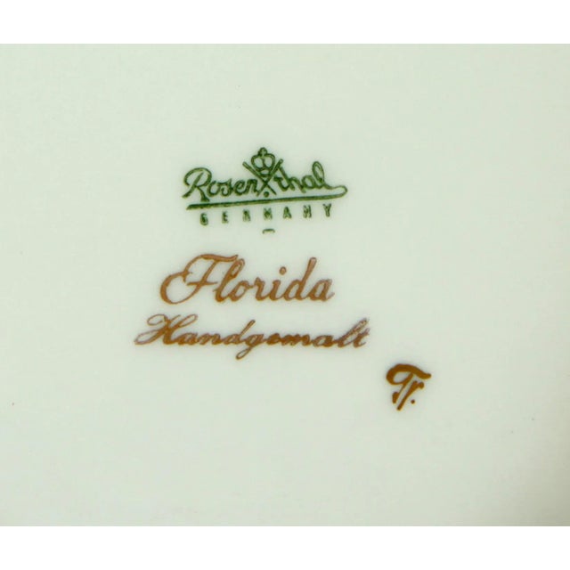 Metal Vintage 1950's Rosenthal China Pink & Gold Florida Wall Charger Plate For Sale - Image 7 of 8