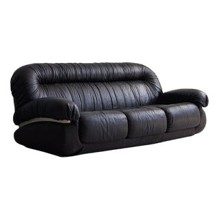 Vintage Brown Three-Seater Leather Sofa, 1970s For Sale
