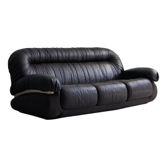 Vintage Brown Three-Seater Leather Sofa, 1970s For Sale