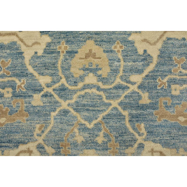 Oushak Rug 5’11” X 8’11” Blue Wool Traditional Hand-Knotted Oriental Carpet For Sale - Image 9 of 14