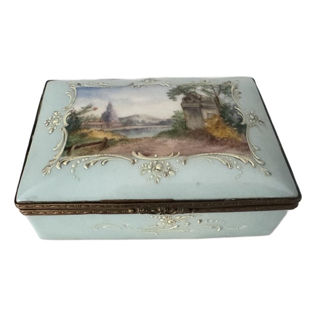 Antique Dresden Ceramic Trinket Box For Sale