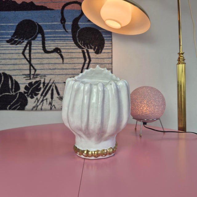 Gold Handcrafted Italian Ceramic Planter in the Form of a Queens Head with Gilded Crown, 1970s For Sale - Image 8 of 12