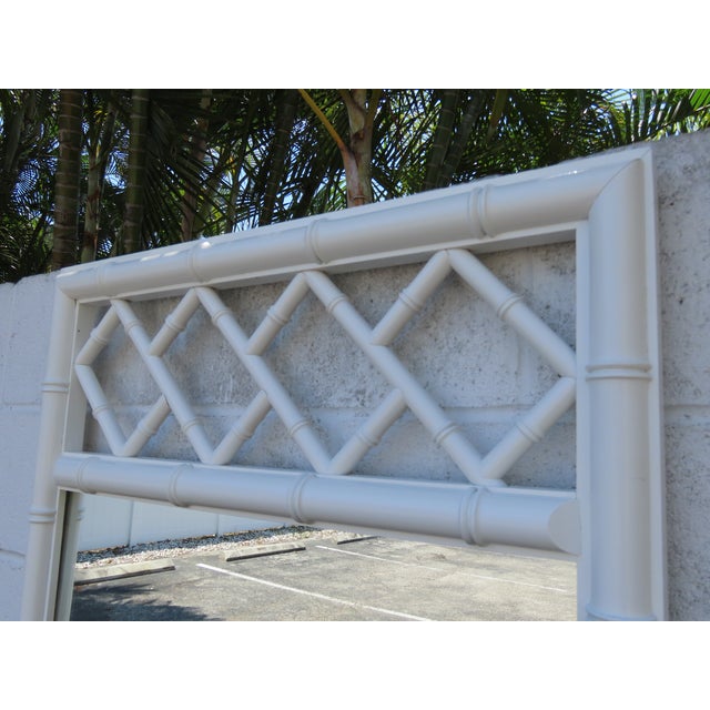 Hollywood Regency Painted Faux Bamboo Vanity Dresser Bathroom Wall Mirror 6356 For Sale In Miami - Image 6 of 10