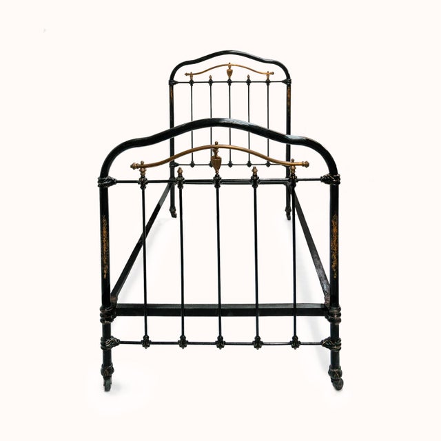 Cast Iron Single Beds in Black and Gold, 1890s, Set of 2 For Sale - Image 5 of 10