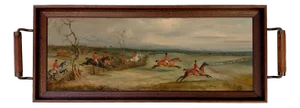 Belvoir Fox Hunt Scene Handmade Wood and Glass Tray