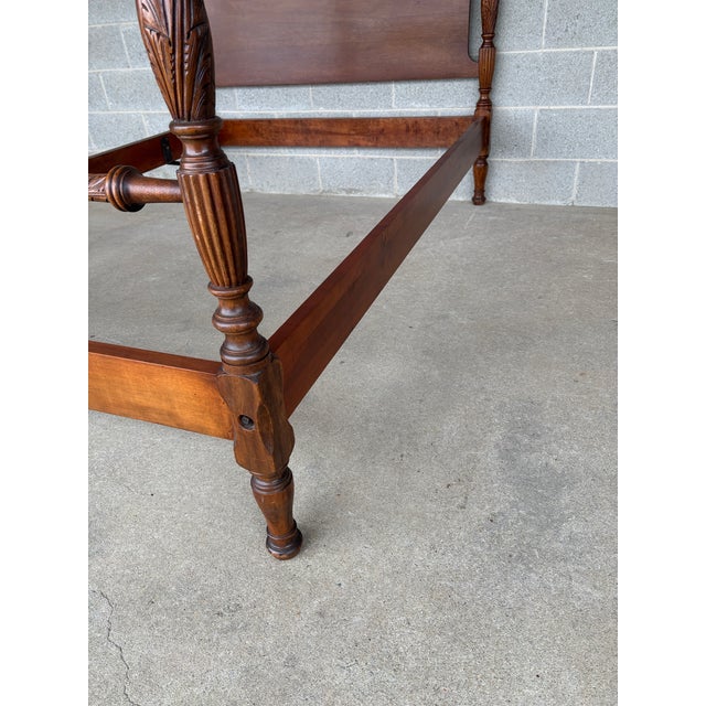 Brown Antique Mahogany Hand Carved Pineapple Poster Double Bed Frame For Sale - Image 8 of 12