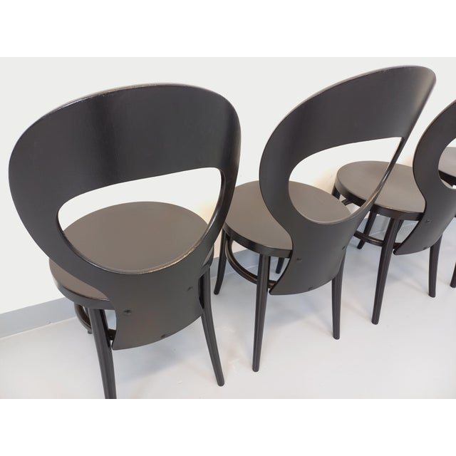 Wood Vintage Mouette Chairs in Black Wood from Baumann, 1960s, Set of 4 For Sale - Image 7 of 18