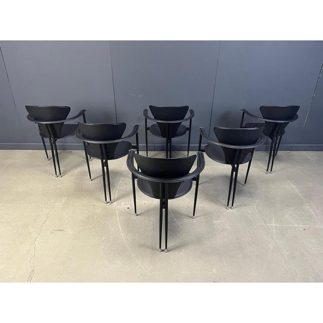 Vintage Leather Armchairs from Arrben, Italy, 1980s, Set of 6 For Sale - Image 9 of 11