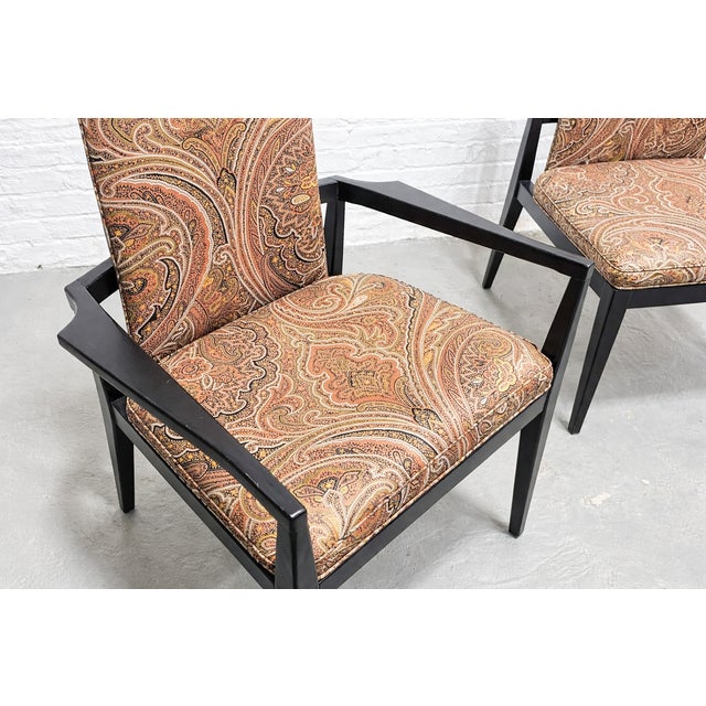 Mid-Century Modern Mid Century Modern Paisley Ebonized Chairs, Set of Three For Sale - Image 3 of 8