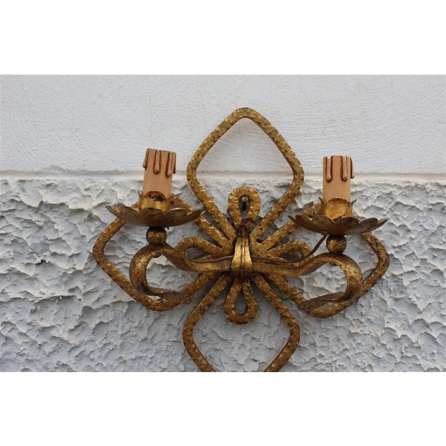 Hand Forged and Gilded Iron Four-leaf Clover Sconce by Pier Luigi Colli, 1950s For Sale - Image 4 of 13