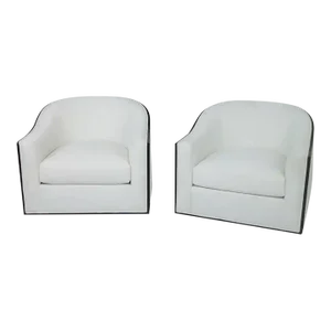 Modern Mid Century Style Swivel Lounge Chairs - a Pair