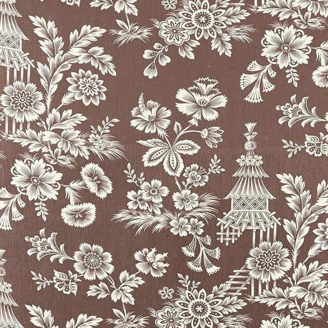 Sample - Schumacher Song Garden Fabric in Cocoa For Sale