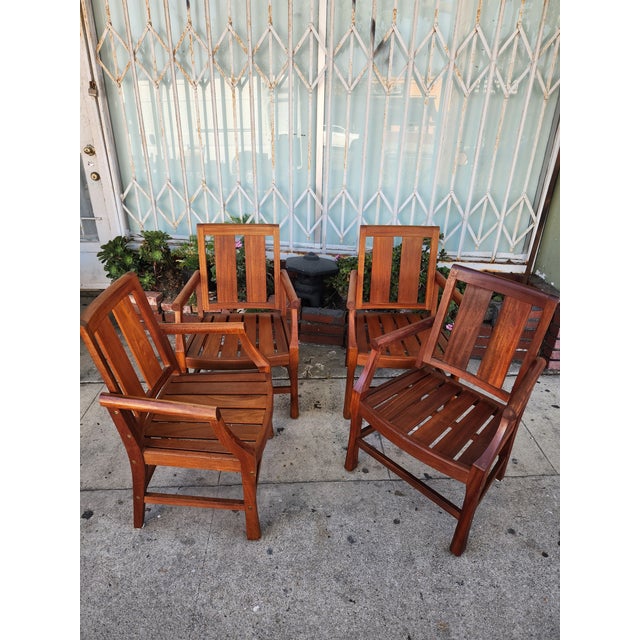 1980's Teak Patio Chairs - Set of 4 For Sale In Los Angeles - Image 6 of 12